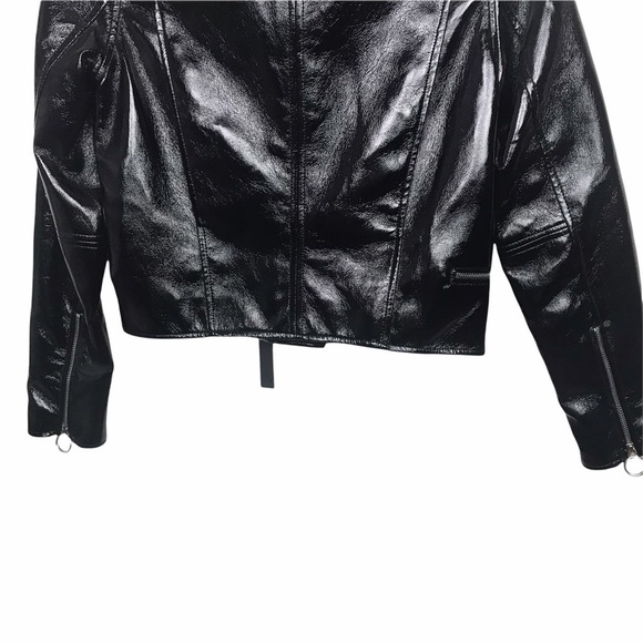 BLANK NYC Shiny Faux Patent Leather Moto Jacket - Picture 7 of 11